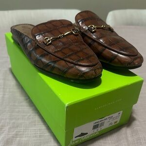 Sam Edelman Tan Croc-Embossed Mule Slip-Ons